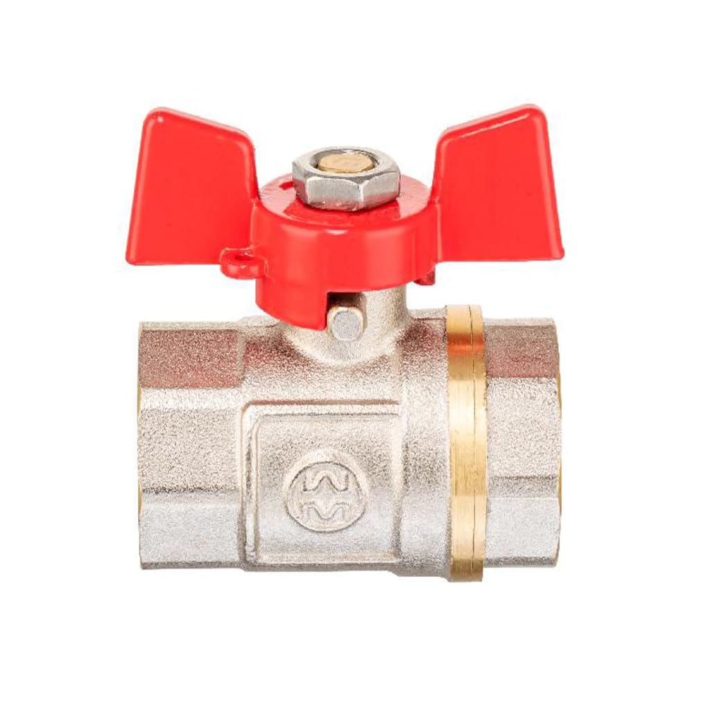 KNM Trade Válvula FF Latón 3/4" Presión 30 Bar, Volante Metálico | latón macizo, sistemas de calefacción, aplicaciones industriales, agua, instalación sanitaria, riego