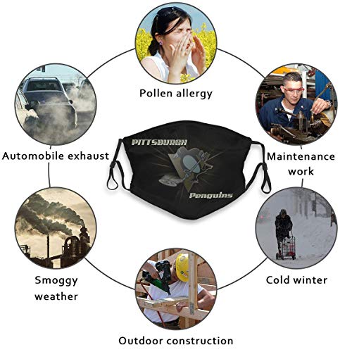 Mouth Cover Magic Scarf Headwear for Pittsburgh Hockey Fans Reusable Half Face Covering with 10 Filter