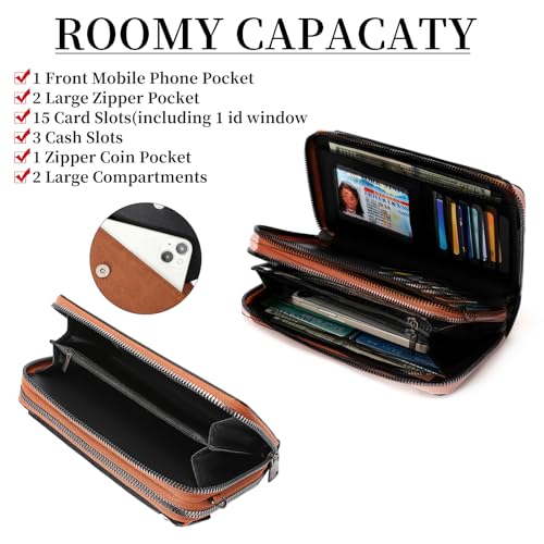 Image of FALAN MULE Crossbody Bags for Women Small Leather Cell Phone Wallet Wristlet Purse with Zip Around 2 Strap