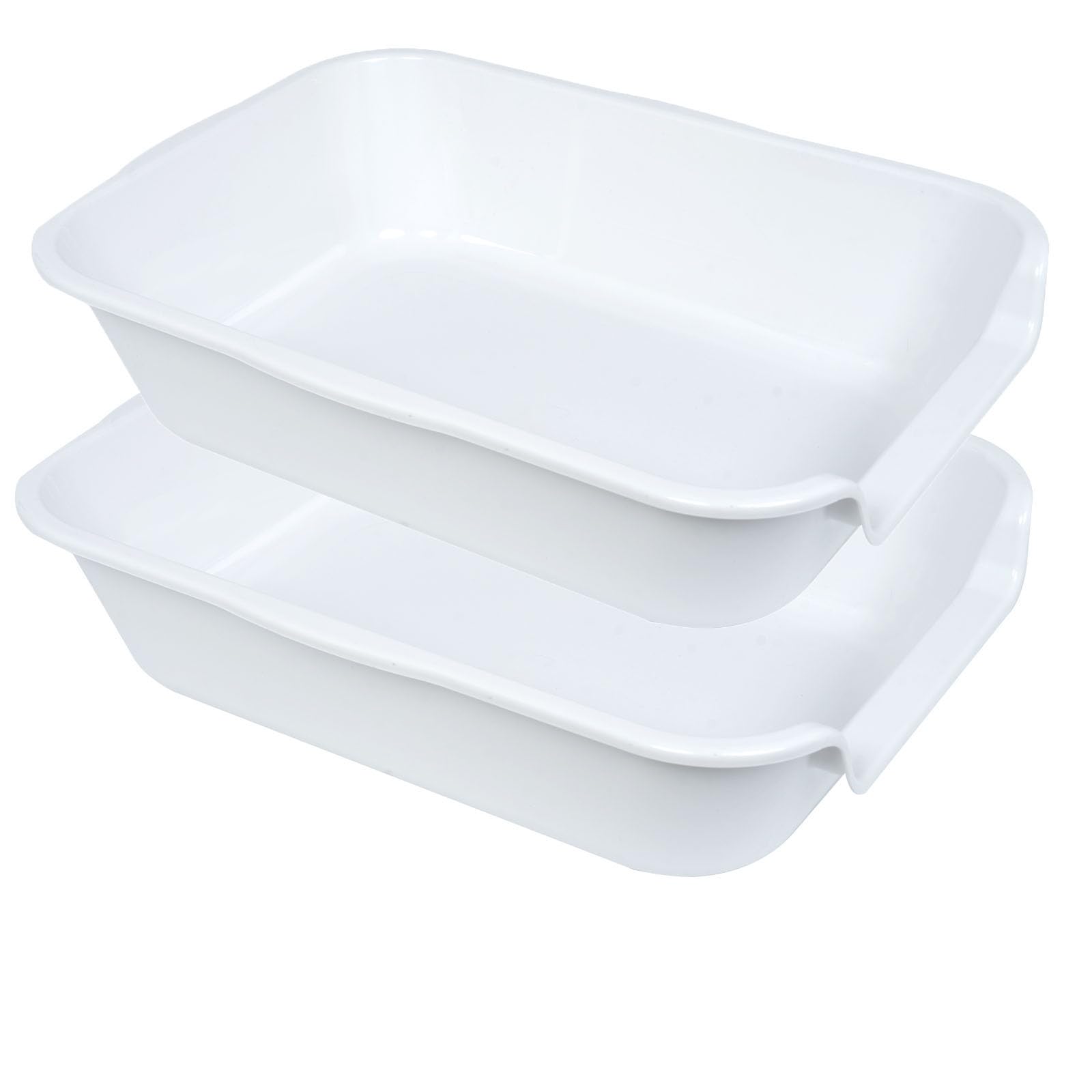 2 Pack Extra Large Dog Litter Box Pan Tray (ABS Material), Low Entry Jumbo Senior Litter Boxes for Multiple Kitten Big Cats, Pet Safe Indoor Dog Potty (White, 20" L x 15" W)