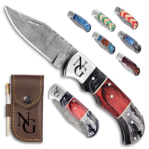 Custom Damascus Folding Knife