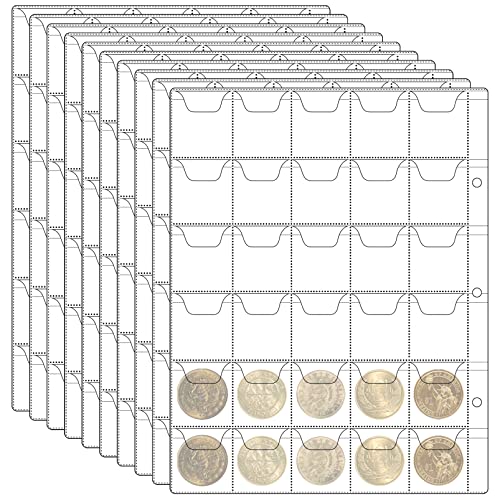 Kiaketm 10 rangements pour pièces de Monnaie, classeur Pieces de Monnaie, 300 Pocket, Feuilles pour PièCes, pour Pièces