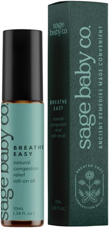 Breathe Easy | Infant Congestion Relief | Baby Runny Nose Relief | Natural Chest Comfort | Facial Massage Guide | Made with All Natural Ingredients | Mess Free Roll On Oil