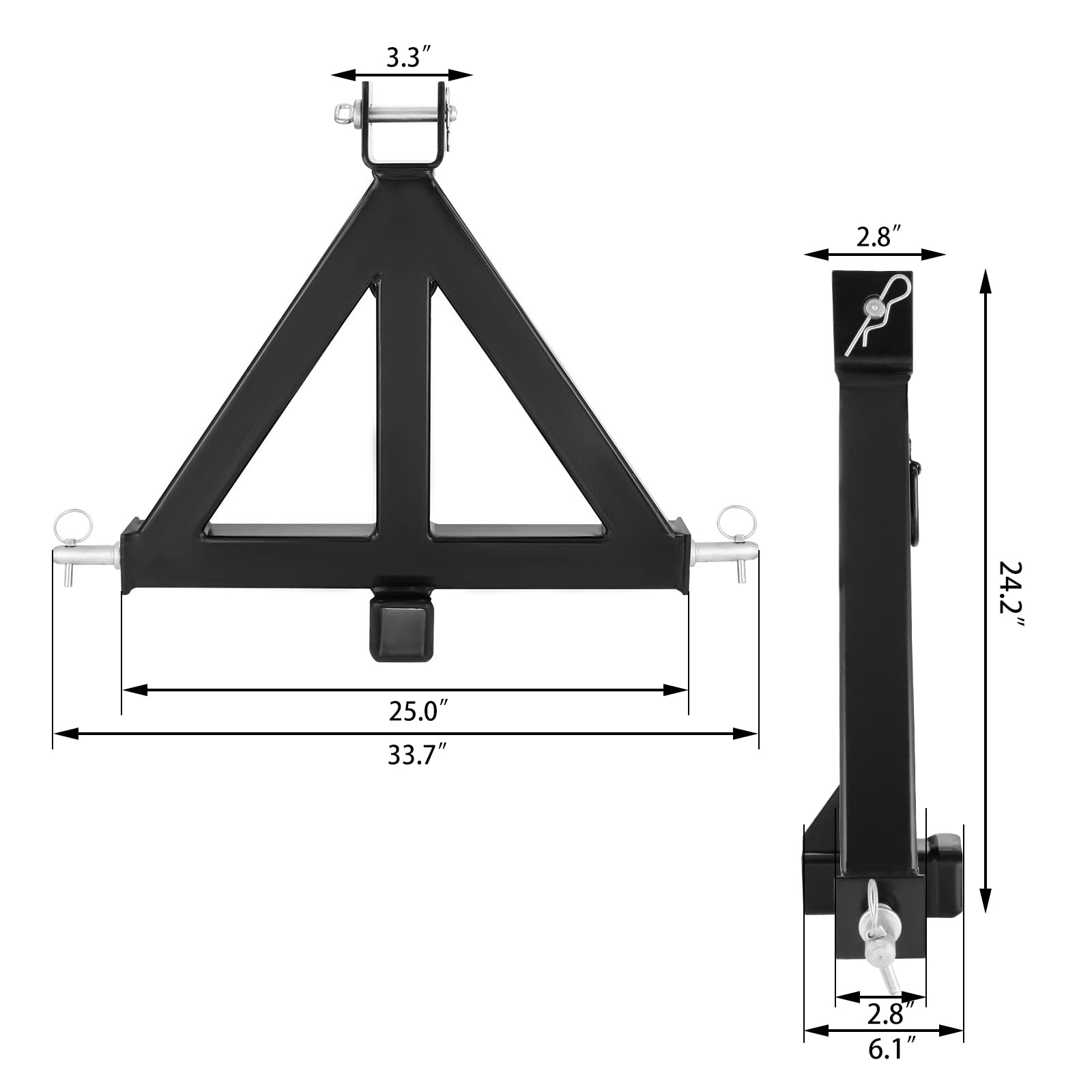 Mophorn 3 Point Trailer Hitch Heavy Duty 2In Receiver Hitch Category 1 33In Hitch Attachments Tow Hitch Drawbar Adapter Black (Heavy Duty Trailer Hitch)