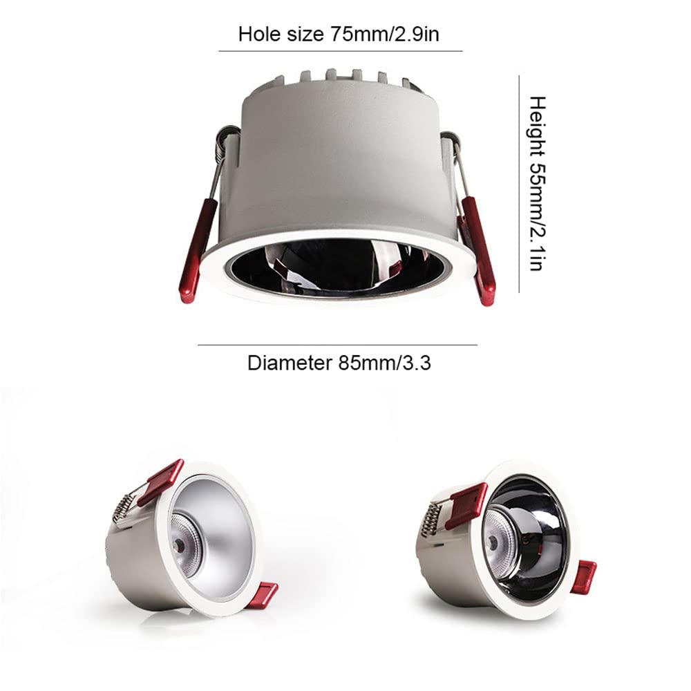 Faretto LED da Incasso 7W/10W Impermeabile per Doccia, Foro di Incasso da 3,3 Pollici, Corpo in Alluminio Ultrasottile, Soffitto, 3000K/3500K/4000K, CRI 92 per