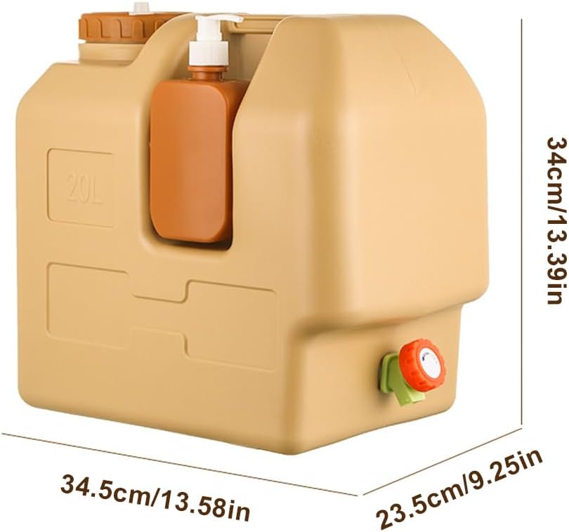 20L Water Container with Spigot and Soap Dispenser Portable Camping Water Jug BPA Free Water Storage Carrier for Camping Car Outdoor Hiking Picnic Emergency - Image 6