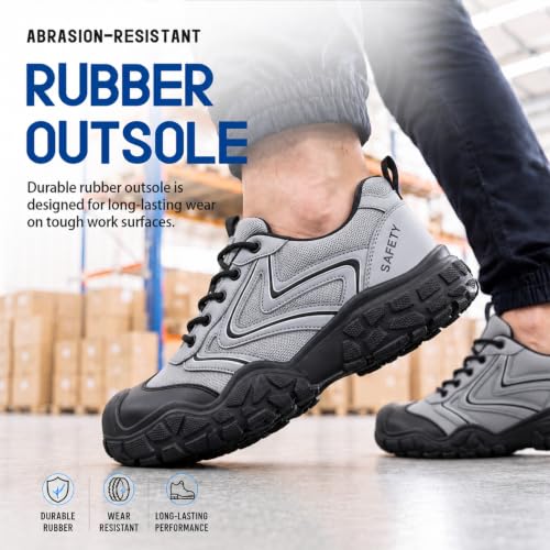 Image of Steel Toe Work Shoes for Men Lightweight Safety Shoes | Puncture Resistant, ASTM, Comfortable, Construction Industrial, Warehouse, Logistics, Factory, Workshop, Packing, Maintenance