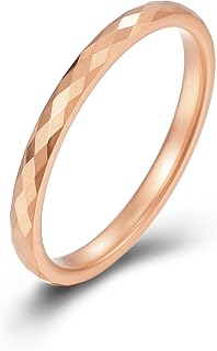 [Rockyu] ジュエリー タングステン リング 多面カット メンズ レディース 指輪 4mm 人気ブランド シンプル 菱面指輪 シルバー ゴールド ブルー ピンクゴールド 鏡面加工 キラキラ マッド質感 男女兼用 ファッション アクセサリー