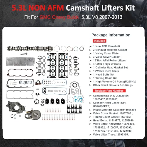 5.3L NON AFM/DOD Camshaft Lifters Kit w/MLS Head Gasket Bolt set Oil Pump & Timing Chain kit Compatible with Chevrolet GMC Avalanche Silverado Tahoe Sierra Yukon Envoy 5.3L V8 Engine 2007-2014 by Gasekan - Image 3