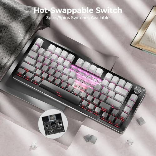 Image of Redragon K681SP Wireless Mechanical Keyboard, Gasket Mounted RGB Gaming Keyboard with Volume Knob, Side Printed Keycaps, Pre-Lubed Linear Switches, 81 Keys 75％ Tri-Mode Hot Swappable for PC /Xbox /Ps4 /5