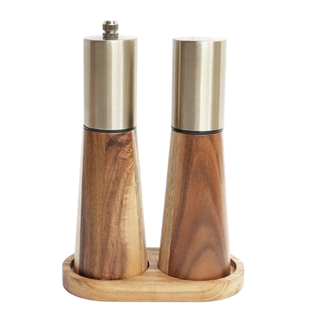 Moulin à poivre en bois noble et distributeur de sel traditionnel