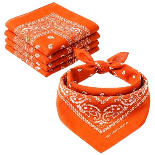 KP Bandana Orange - 100% Coton & Fibres Naturelles - Foulard Orange Sans Polyester - Qualité Supérieure - Doux, Durable et Lavable en Machine - Bandana Homme...
