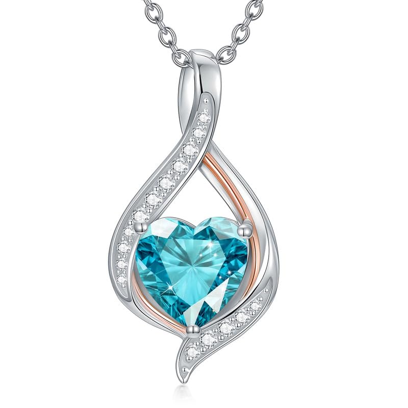 Collier pierre de naissance cœur infini plaqué or blanc : cadeau fête des mères