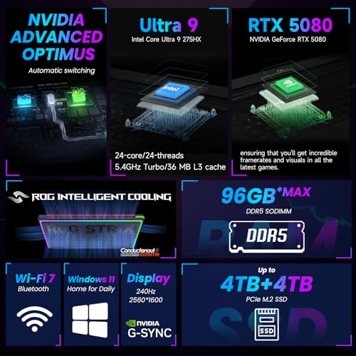 Image of ASUS ROG Strix G16 RTX 5080 Gaming Laptop, 16 inch ROG Nebula WQXGA (2560 x 1600) 240Hz /3ms 500 nits Display, Intel Ultra 9 275HX, NVIDIA RTX 5080, 64GB DDR5 RAM, 1TB SSD, Bundle with HyperX Cloud Headset