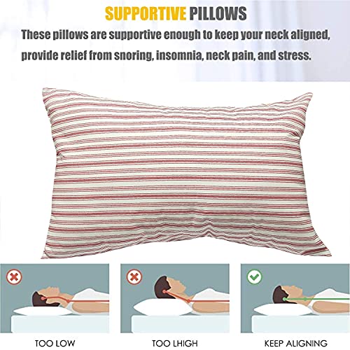 Image of ARLinen-Micro Filled Red Double Print Cotton Pillow Takiya Combo Set of 2 for Bed Room - 20x30 Inch Queen Size Pillow Set of 2 for Sleeping