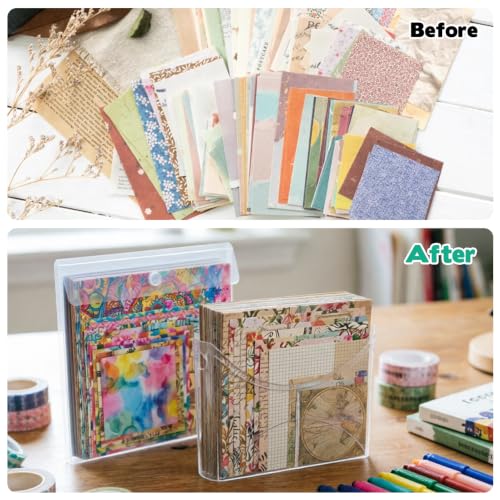 Image of Rainmae 3 Pcs 12x12 Paper Storage Organizer, Scrapbook Paper Storage Organizer with Scrapbook Storage Bag& Label for for Scrapbook Paper, Vinyl Sheets, Cardstock for Home Office Tabletop Organization