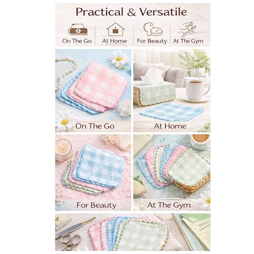 Image of ANVIK Women Check Handkerchief - Cotton Hanky, Face TowelHanky for Kids Boys Girls for School (Pack of 6 Pc)