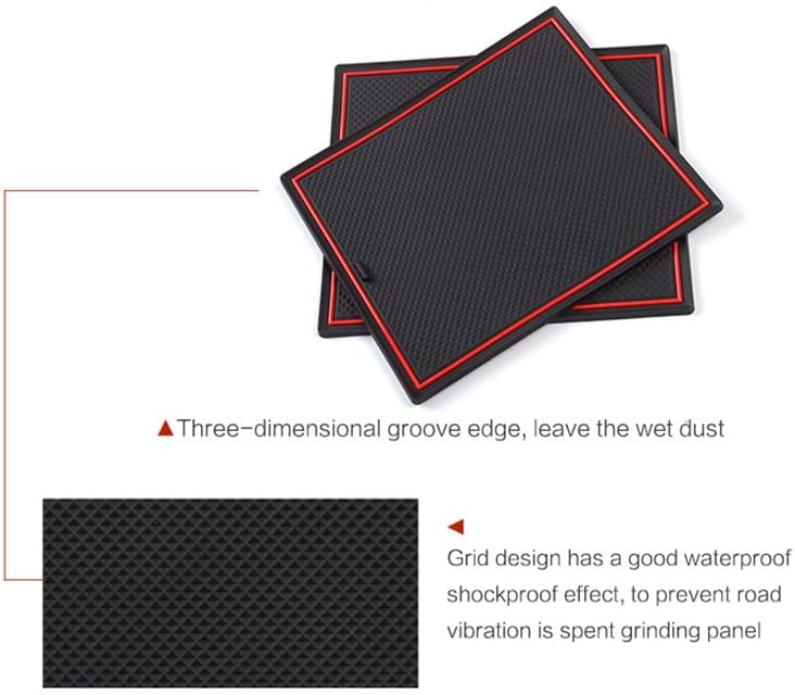Car Slot Mats for Honda Step WGN - 24Pcs Anti-Slip PVC Liner Set (Black/Red Trim) (Blue)