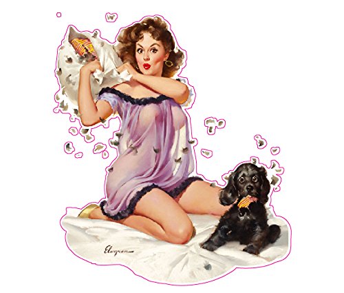 Pillow Fight with Puppie Pin Up Girl Decal 6