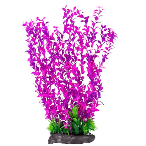 Image of Hamiledyi Aquarium Plastic Plants Aquarium Decor Artificial Fish Tank Plants,Tall Fish Tank Decorations, Extra Large Aquarium Plant 20.4-inch Tall,1PCS
