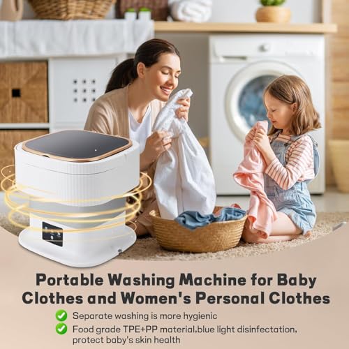 Image of Wintwilla SeMi AuToMaTiC pOrTaBlE CaMpInG WaShInG MaChInE, 11.5l lArGe cApAcItY MiNi wAsHiNg mAcHiNe DrAiN BaSkEt, FoLdAbLe wAsHiNg mAcHiNe wItH 3 DeEp cLeAnInG MoDeS FoR UnDeRwEaR (A2)