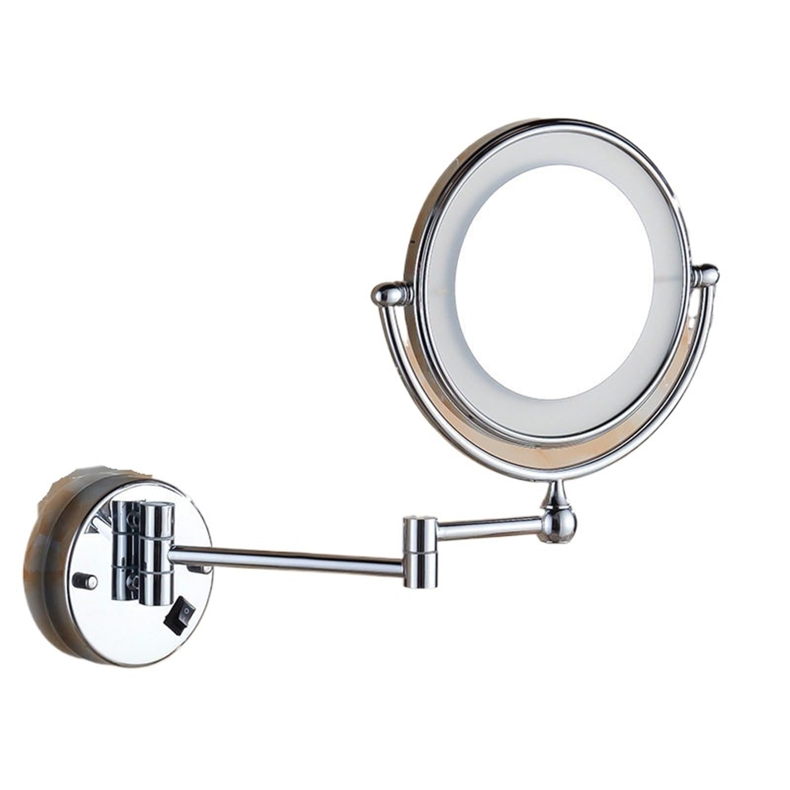 KTMBOHU Hole-free Bathroom Makeup Mirror Bathroom Double-sided Magnifying Beauty Mirror Wall-mounted Foldable Mirror(壁挂式带LED)