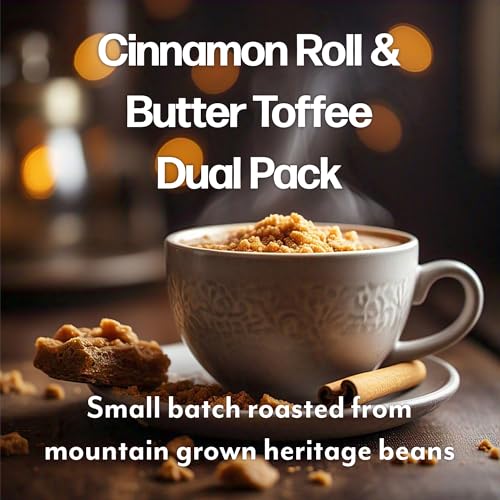 Image of Maud's Cinnamon Roll & Butter Toffee Flavored Coffee Pods, 22ct | Medium Roast Flavored Coffee in Single Serve Pods - 100% Arabica Coffee, Compatible with Keurig Coffee Makers