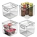 mDesign Zestaw 4 pudełek do przechowywania żywności z uchwytami – praktyczne pudełko na lodówkę do przechowywania żywności – półka z tworzywa sztucznego bez BPA do kuchni lub lodówki – przezroczyste / szare