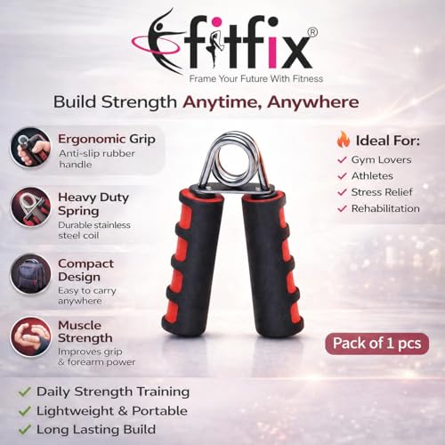 Image of Fitfix Hand Exerciser (V Shape) Hand Grip Strengthener with Foam Handle, Hand Gripper for Men & Women for Gym Workout Hand Exercise Equipment to Use in Home [pack of 1 ps]