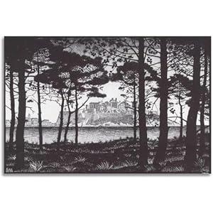 M.C Escher Posters M.C Escher Prenten《Pineta Van Calvi Corsica》Kunst aan de muur M.C Escher Canvas Schilderij M.C Escher Foto’s Woondecoratie 60x80cmx1 Geen lijst