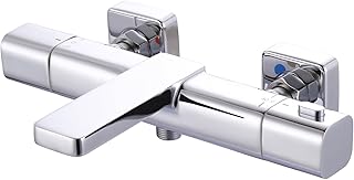 iVIGA Bath Tap with Thermostat, Bath Shower Mixer Tap 2-in-1 Spout Mixer Tap Made of Brass for Bathtub Fittings with Scald…