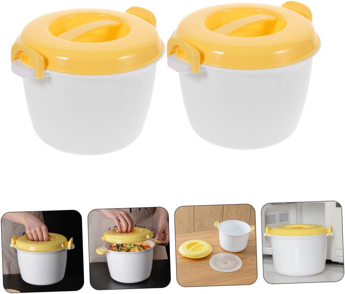 2pcs Rice Cooker for Microwave Insulated Lunch Box Thermal Rice Maker for Home Office