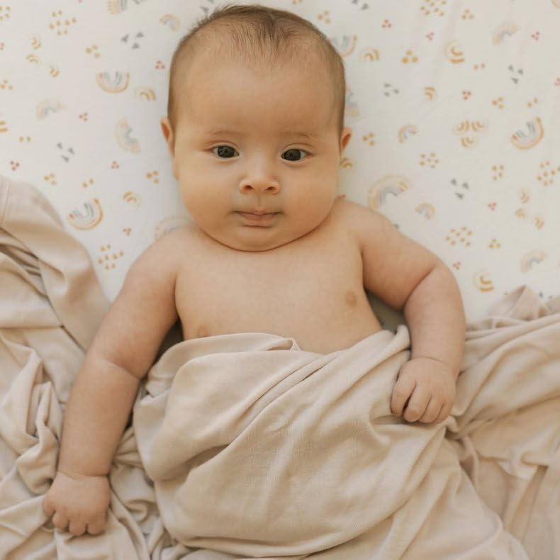 Image of Little Unicorn Premium Stretch Knit Swaddle Blanket | Super Soft with Optimal Stretch & Breathability for swaddling (Soft Blush)