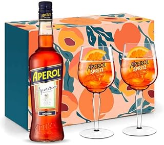 Coffret dégustation Aperol Spritz 2 verres - Coffret cadeau 1 bouteille 70cl + 2 verres