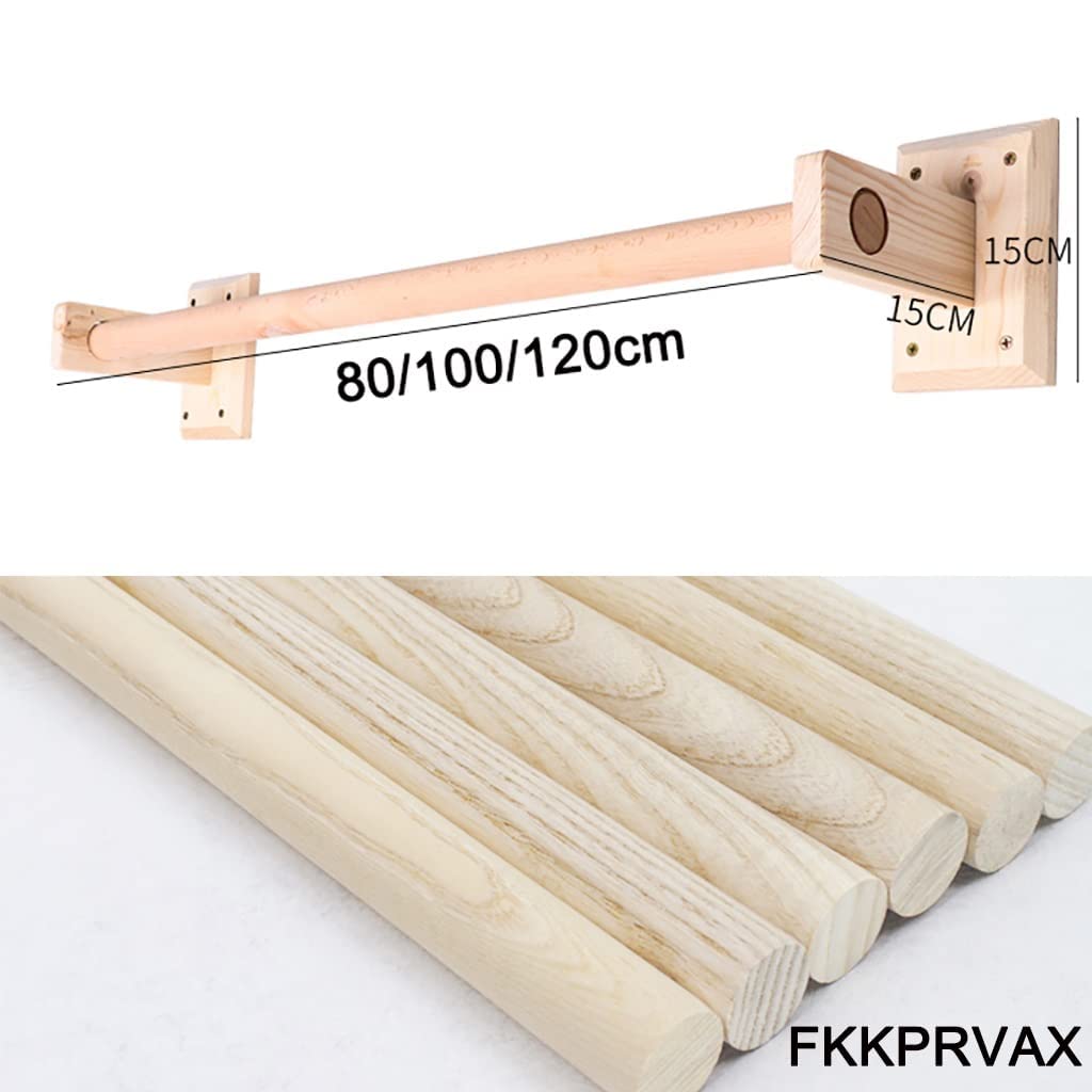 Drewniany drążek na ubrania na ścianę, wieszak ścienny 100cm 120cm, wieszak na ubrania w stylu vintage do domu i komercyjnego, drewniany wieszak na ubrania (rozmiar: 120x15x15cm)