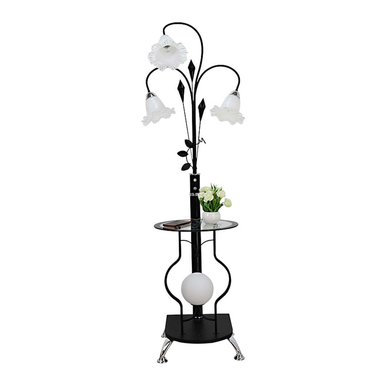 Luce da terra Lampada da terra e tavolino moderno a LED in metallo/vetro, lampada for soggiorno con piedini for divano in metallo Lampada d'angolo