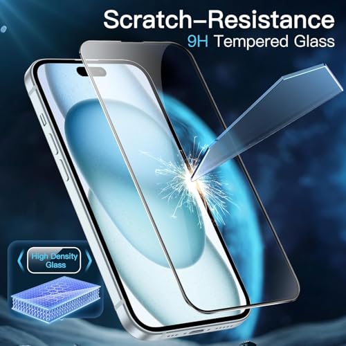 Image of IQShield Screen Protector Tempered Glass Guard for iPhone 16 Plus and iPhone 15 Plus - 9H Hardness, HD Clear, Case Friendly [1 Pack]