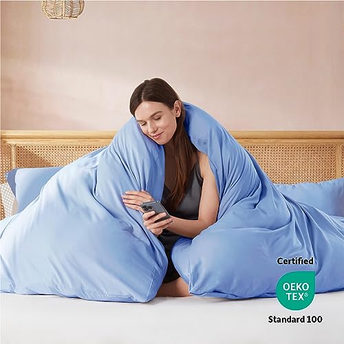 Nestl Calm Blue Duvet Cover Queen Size - Soft Double Brushed Queen Duvet Cover Set, 3 Piece, with Button Closure, 1 Duvet Cover 90x90 inches and 2 Pillow Shams