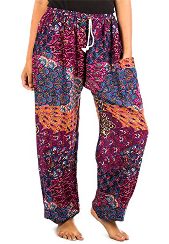 Lofbaz damskie kwiatowe oczy boho spodnie haremowe bohemain hipster jeden rozmiar
