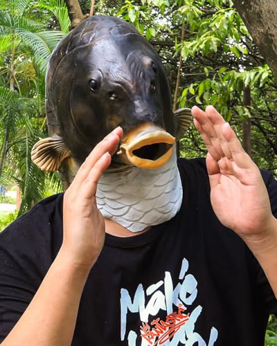 MOKRY PARTY Fish Mask Halloween Catfish Latex Animal Full Head Mask Realistic Fish Costume Party Cosplay Prop, Adult - image 6