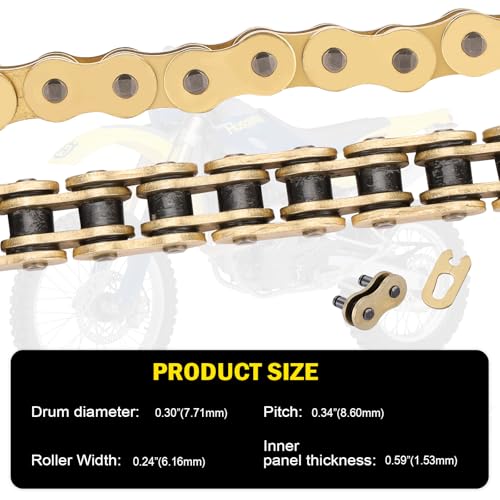 Image of Gold 520 X-Ring Motorcycle Chain 140 Links for Off-Road and ATV with Connecting Master Link - Enhanced Durability & Universal Fit