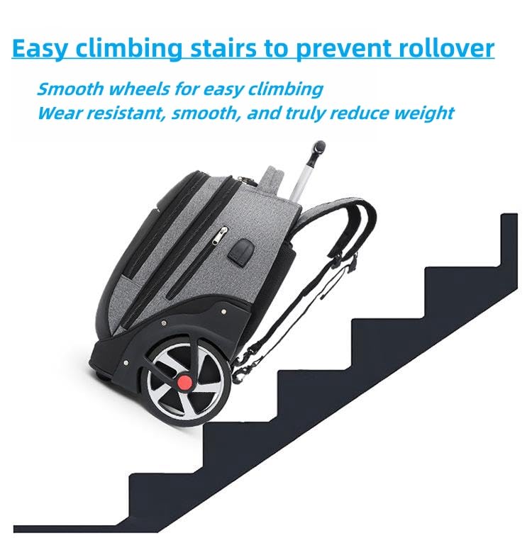 YWAOTRGY Quality Waterproof Rolling Backpack, Wheeled Backpack with Password Lock and USB, Carry on Laptop Backpack with Wheels, Roller Backpack for Business and Travel Commuter (Black 20inch)