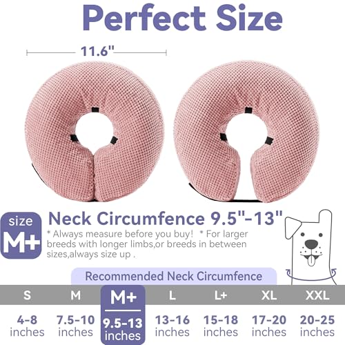 Image of Loflaze Soft Inflatable Dog Cone Collar for Large Medium Small Dogs Cats - After Surgery Dog Neck Donut Collar, ECollar Alternatives for Recovery - Pink, M+