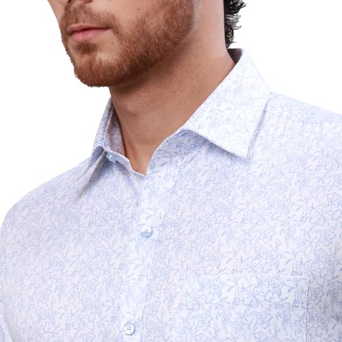 Image of Raymond Men's Slim Fit Structure Pattern Pure Cotton Semi Cutaway Collar Full Sleeve Formal Shirt