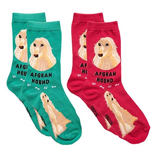 Foozys Unisex Crew Socks | Cute Afghan Hound Dog Canine Themed Novelty Socks | 2 Pair
