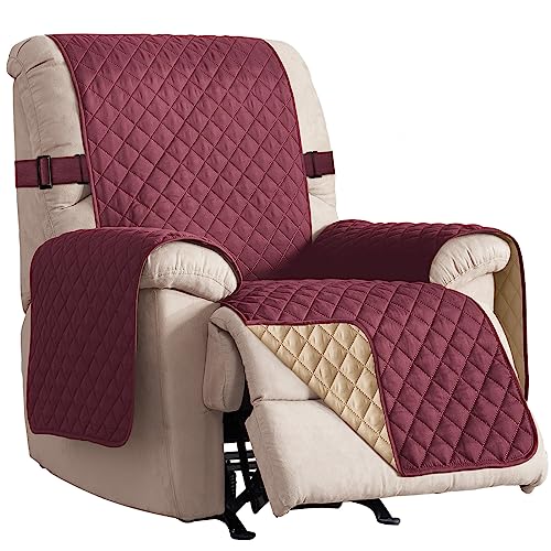 RHF Reversible Oversized Recliner Cover & Slipcover for Oversized Recliner, Machine Washable (XRecliner: Merlot/Tan)