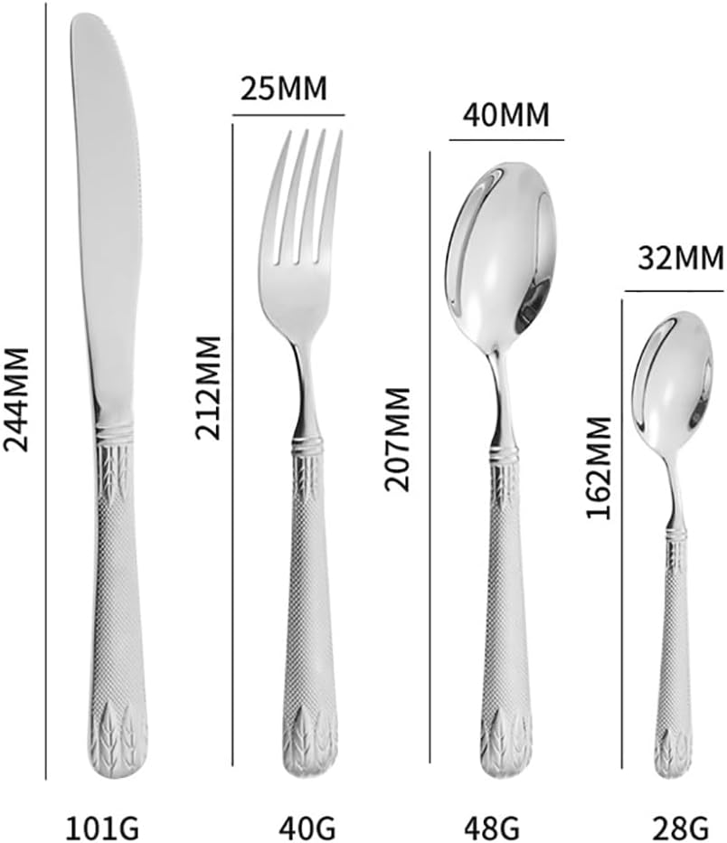 TWEE Silverware Set for 4 Flatware Set 16 Pieces Wheat Relief Sculpture Comfortable grip Tableware Set 18/10 Stainless Steel Cutlery Set Utensil for Home Mirror Finish Restaurant Dishwasher Safe