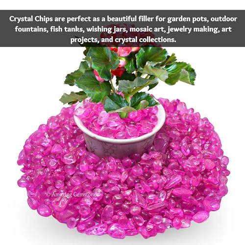 Image of Amazing Gemstone Rose Aura Quartz Crystal Chips Aquarium Gravel Rocks - Aura Quartz Chips Bulk Fish Tank Gravel,Small Tumbled Stone Chips and Tiny Crystals for Decoration (Natural AAA Grade Gemstone)