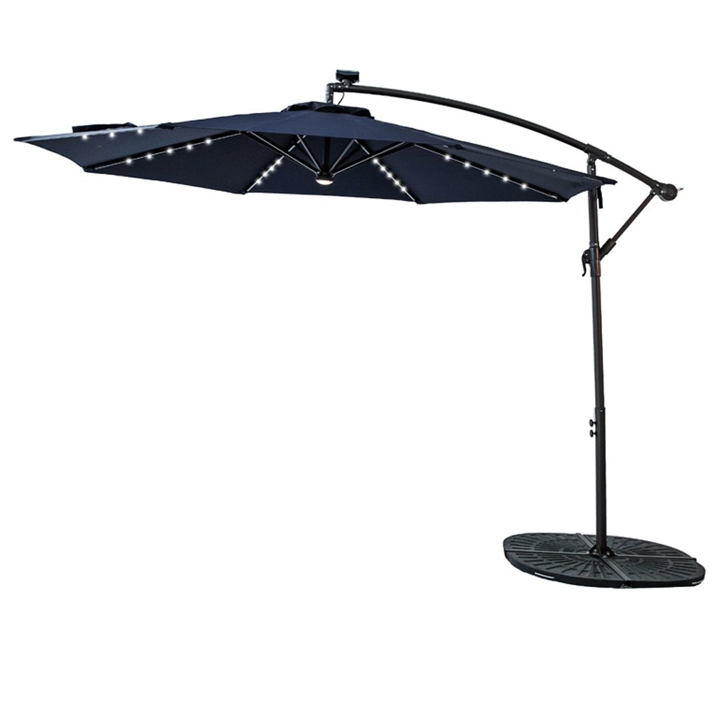 C Hopetree 10 Ft Offset Cantilever Outdoor Patio Umbrella With Solar Led Lights Navy Blue Buy Online In El Salvador At Desertcart