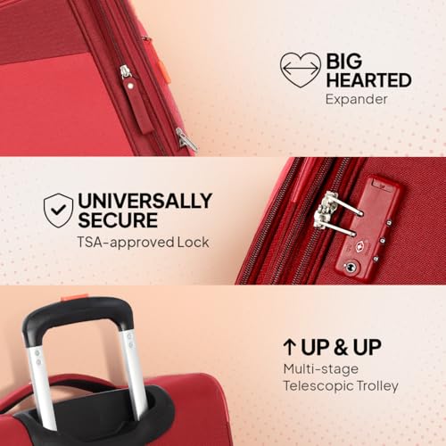 Image of American Tourister Spruce Spinner 59cm Cranberry Red Polyester Softside Luggage with TSA Lock (Trolley /Suitcase)